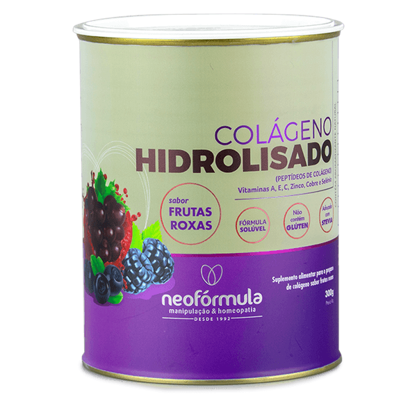 Colágeno Hidrolisado Sabor Frutas Roxas  Neofórmula 300 gramas